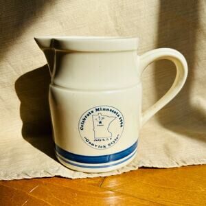 Roseville Friendship Pottery Blue Stripe Creamer Pitcher Vintage Minnesota 1990